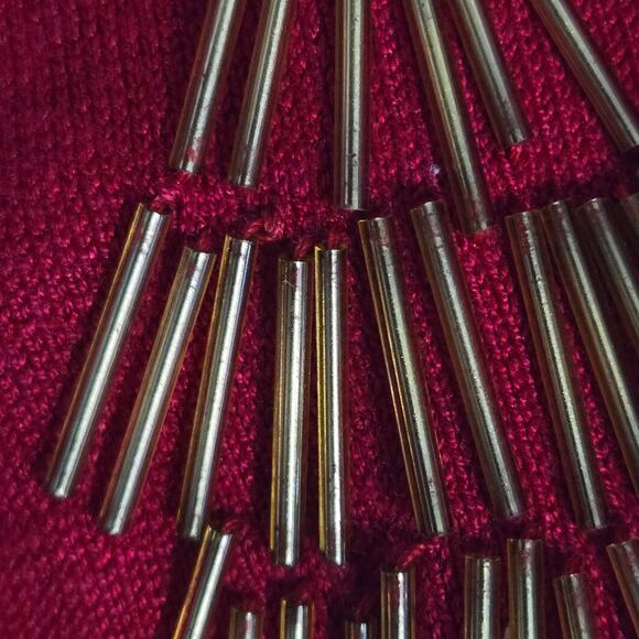 Michael Simon Cardigan Sweater Red Duster Beaded Christmas Asymmetric Plus 1X - Picture 9 of 15